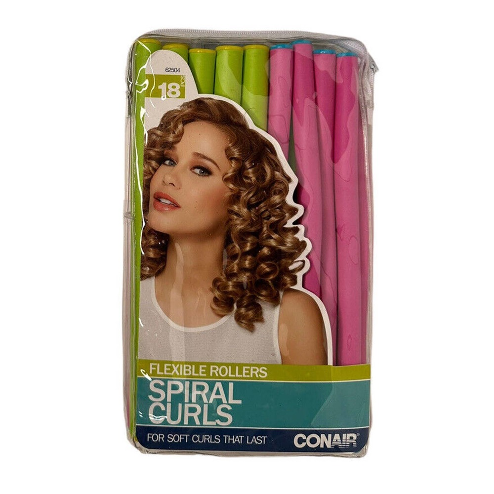 Conair SPIRAL CURLS Flexible Rollers Set of 18 Hair Curlers Bendable‎ Long Hair